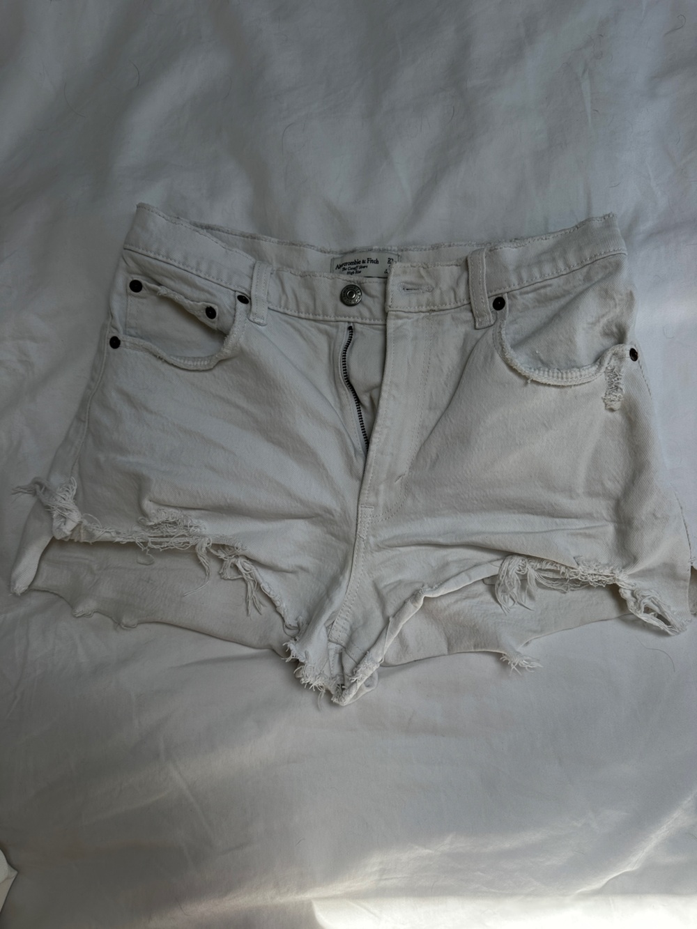 Abercrombie & Fitch White High-Rise Denim Shorts
